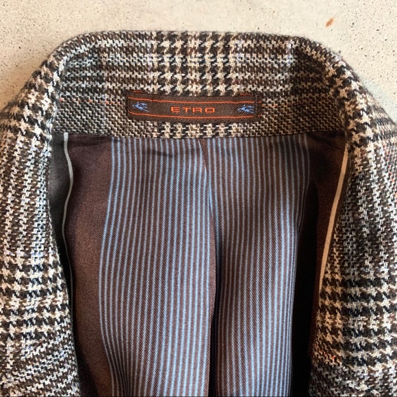 Men’s Etro Brown Check Wool Blazer, Like New SZ50 - Picture 4 of 9